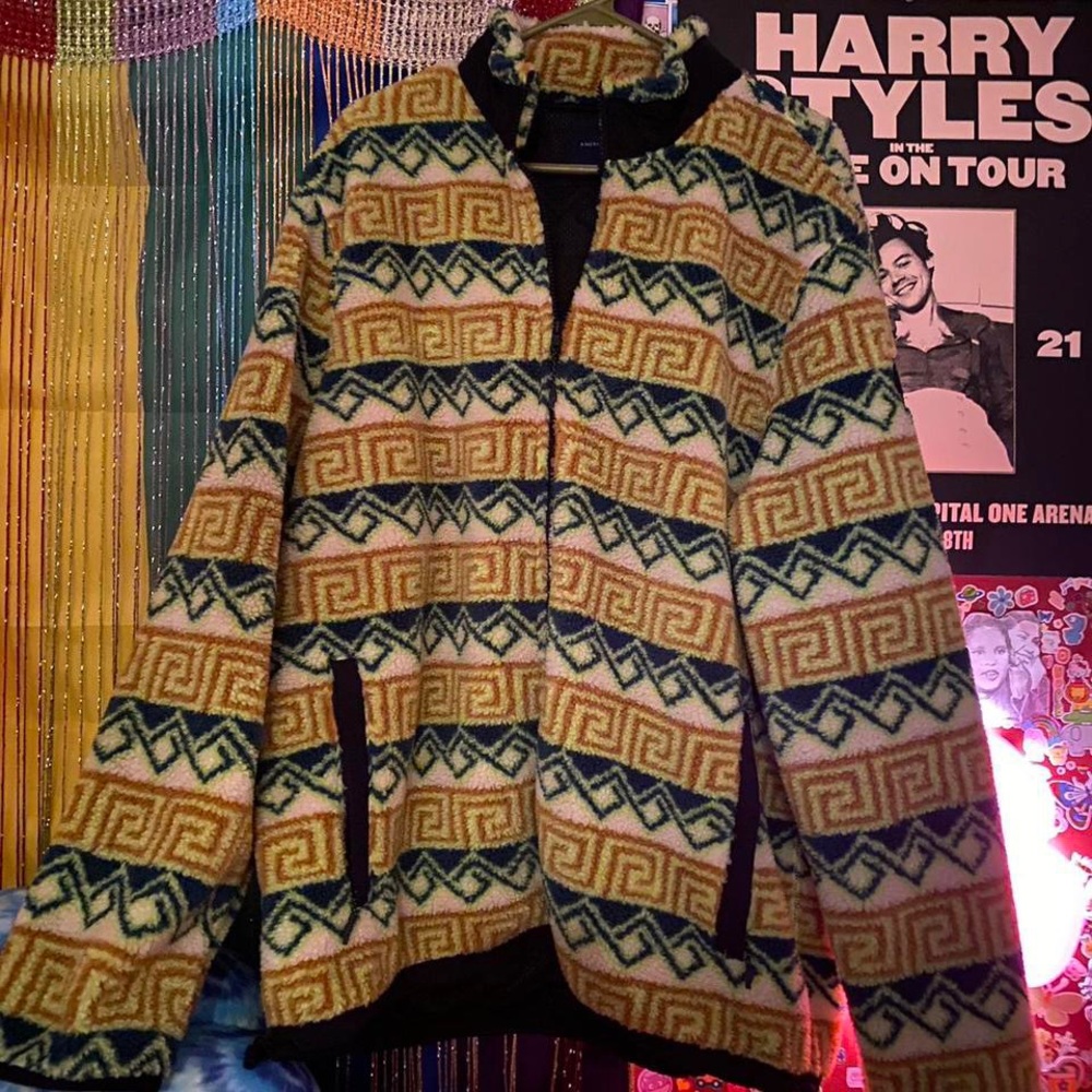 American Eagle Men XL/XXL Fleece Jacket Full Zip Aztec Tribal Print